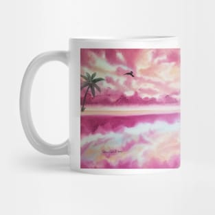 Freedom, Pink Sunset Beach, Pink Sky, Cloudy Sky, Skyscape, Waterscape, Rose Beach, Palms, Palm Trees Mug